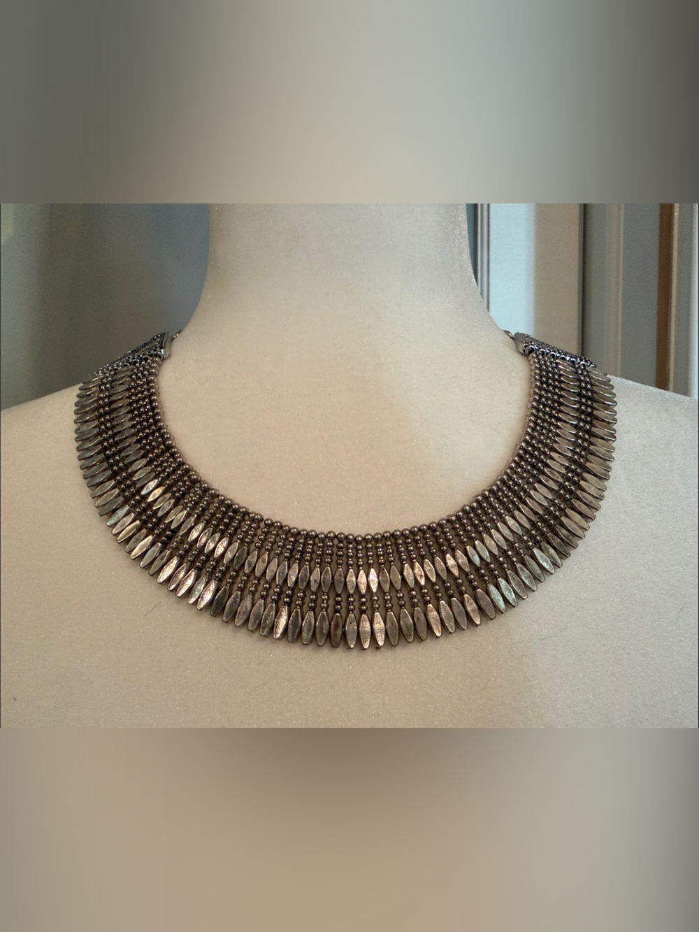 Statement Multi-Row Gunmetal Bib Necklace - Unbranded